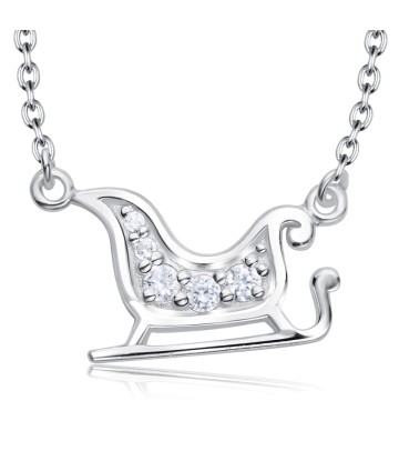  Christmas Sleigh Designed With CZ Silver Necklace SPE-5228